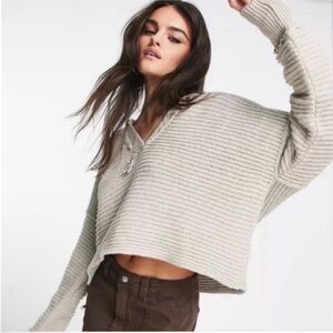 Free People ribbed gray sweater